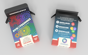 Pyrotechnics — The front and back of the tuckbox for the game