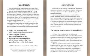 Interior pages of The Book of Wandering explaining how it works and what to do.