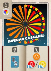 A card from the board game Pyrotechnics: Inferno Cascade