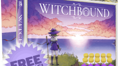 Witchbundle! All four Witchbound products in one bundle; the Witchbound board game, the Witchbound Artbook, the Witchbound Coloring Book, and Witchbound wood tokens
